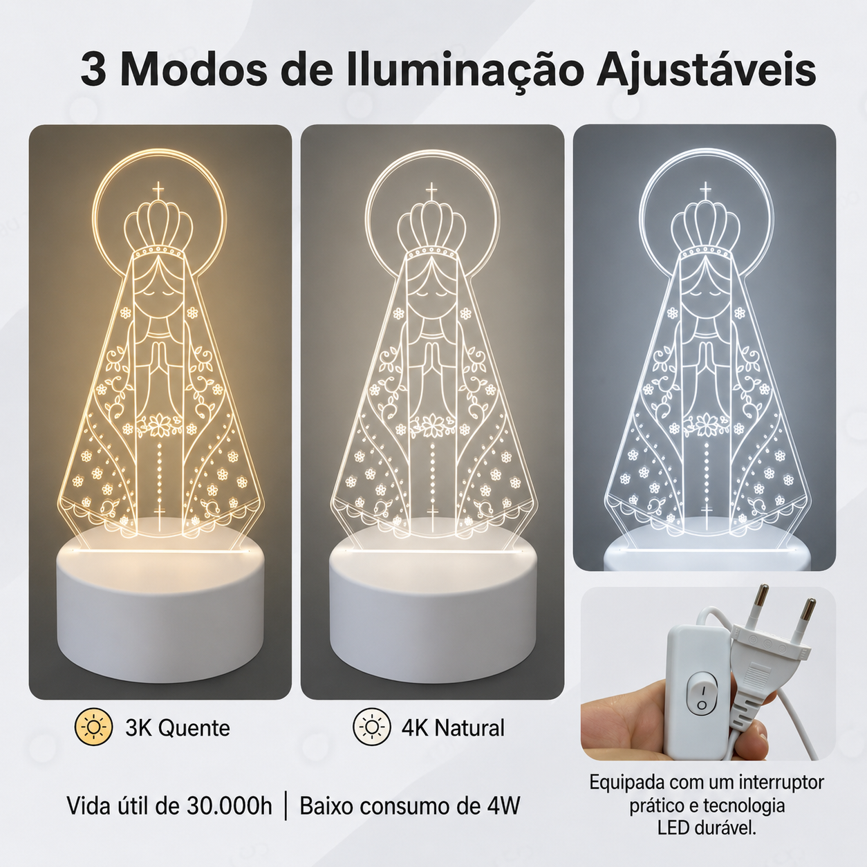 Luminária Nossa Senhora Aparecida 3D