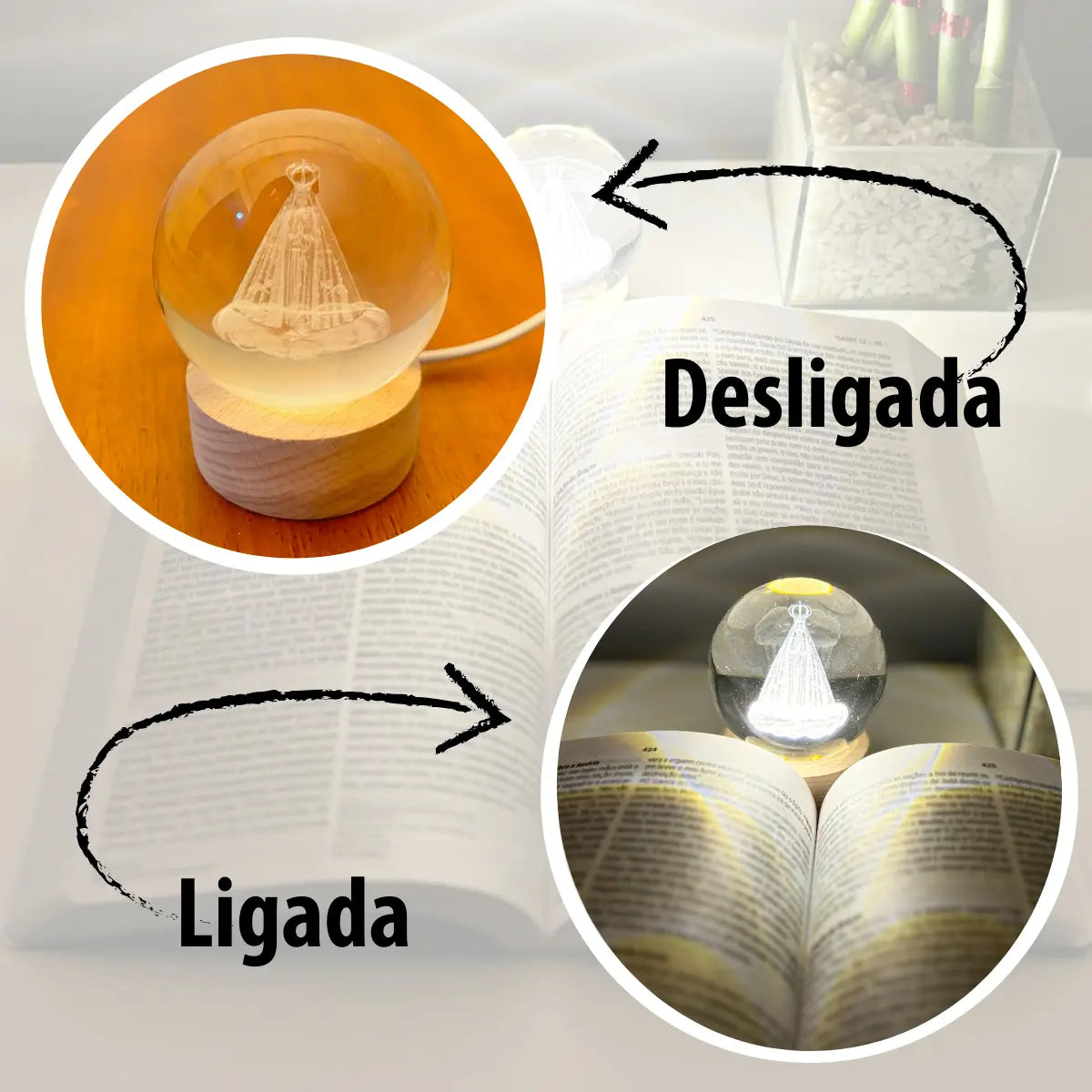 Luminária Bola de Cristal 3D Nossa Senhora Aparecida